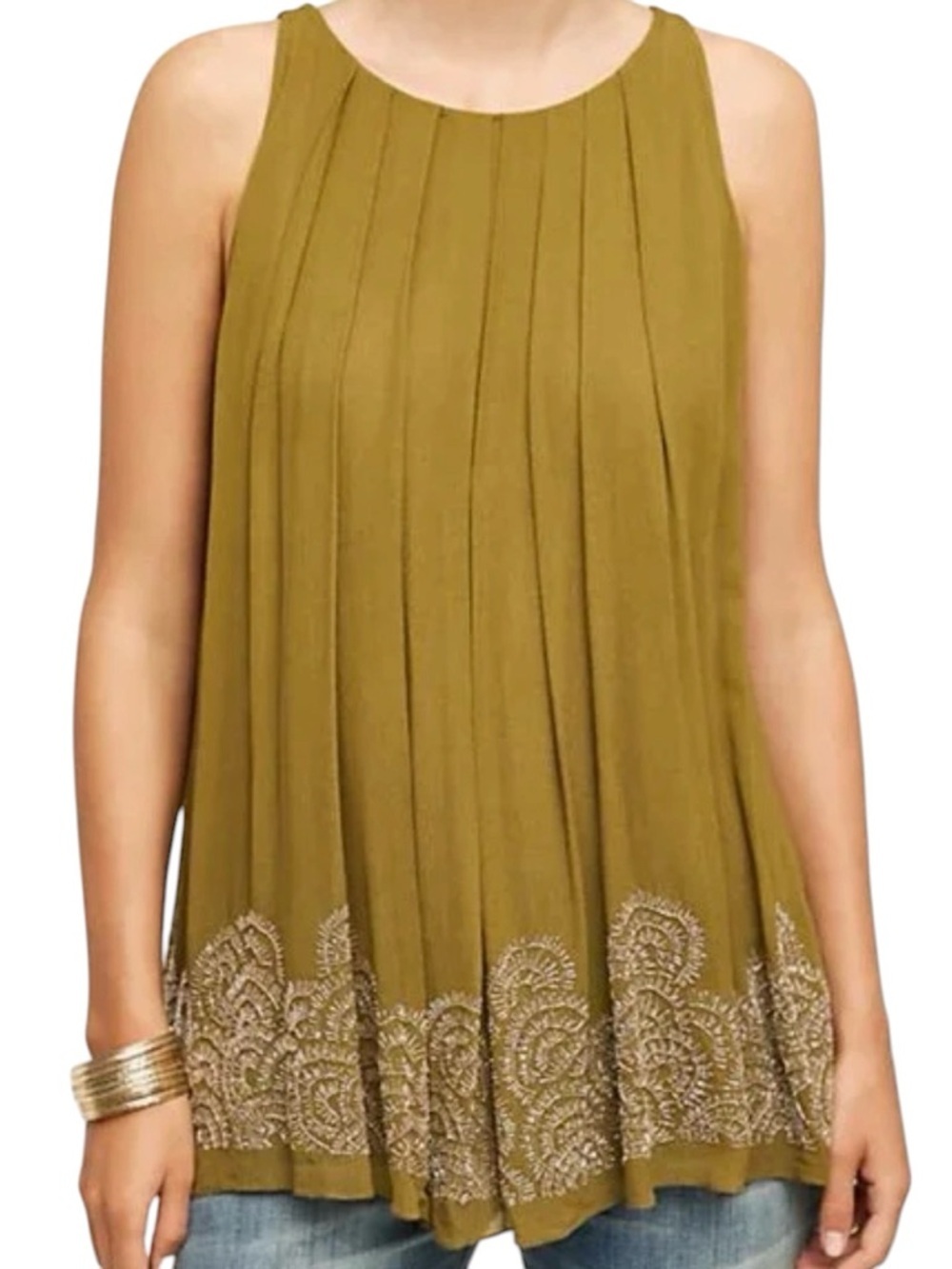 Anthropologie Not So Serious Beaded Hem Top